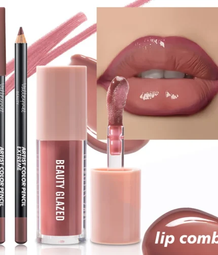 2pcs/Set Velvet Texture Lip Makeup,Matte Effect, Red, Brown Colors, Create a Moisturizing and Natural Lip Makeup